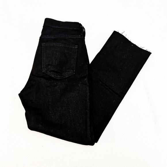 Everlane High Rise Kick Crop Black Denim Jeans Raw Edge Hem Size 26 - Picture 7 of 7